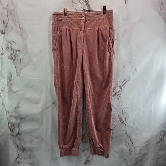 By Anthropologie Pants Women Small Pink Kalea Corduroy High Rise Jogger Velvet - Picture 1 of 11